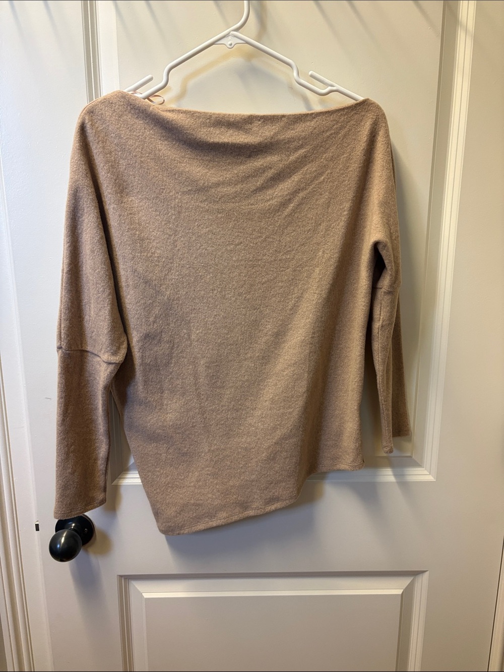 ASTR Beige Soft Knit Off-Shoulder Sweater